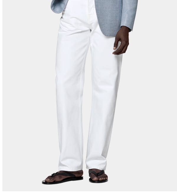 White straight denim trouser