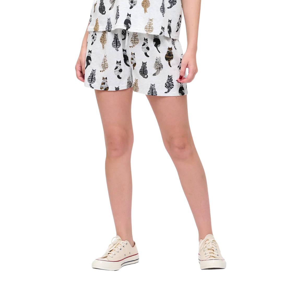 Image of Whimsical Cat Tails Print Relaxed Fit Shorts