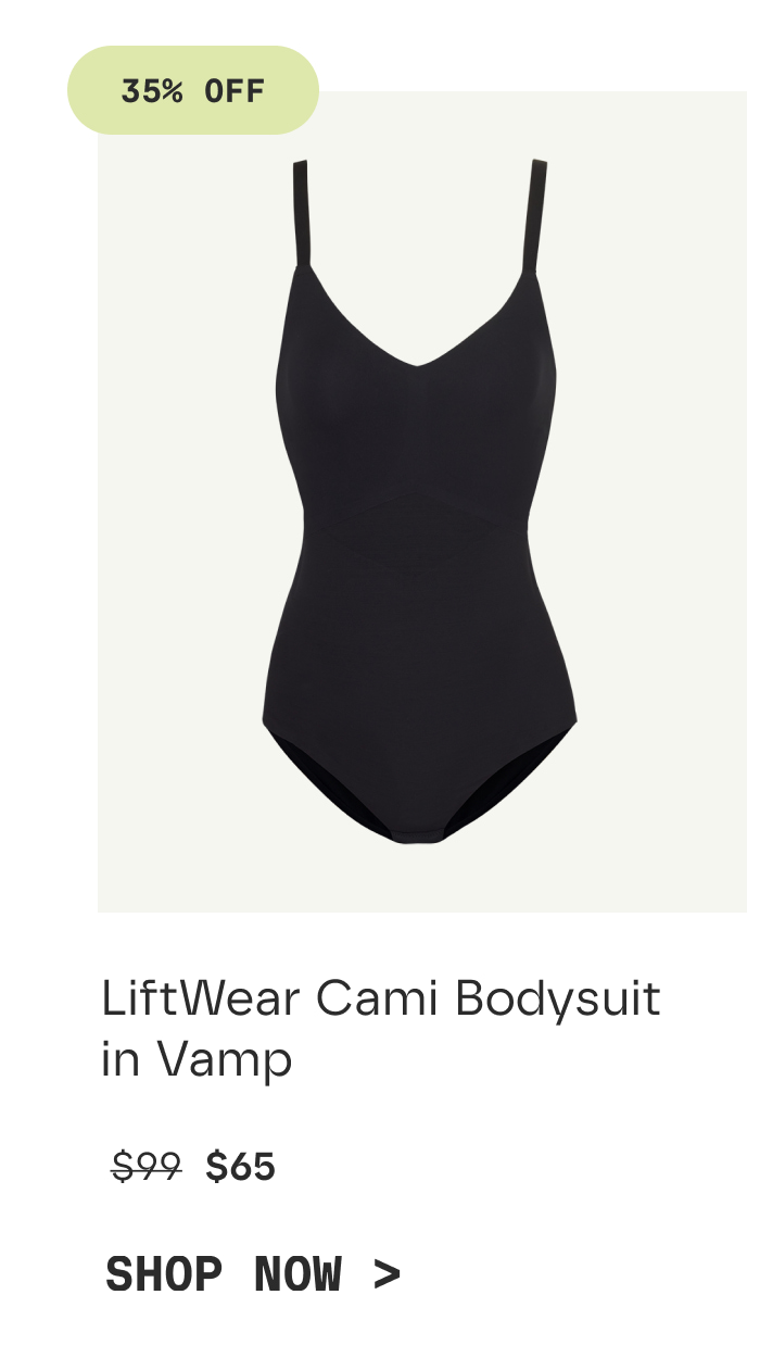 35% OFF | LiftWear cami bodysuit in Vamp | $65 | SHOP NOW