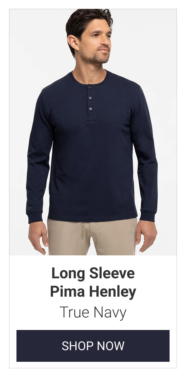 True Navy Long Sleeve Pima Henley