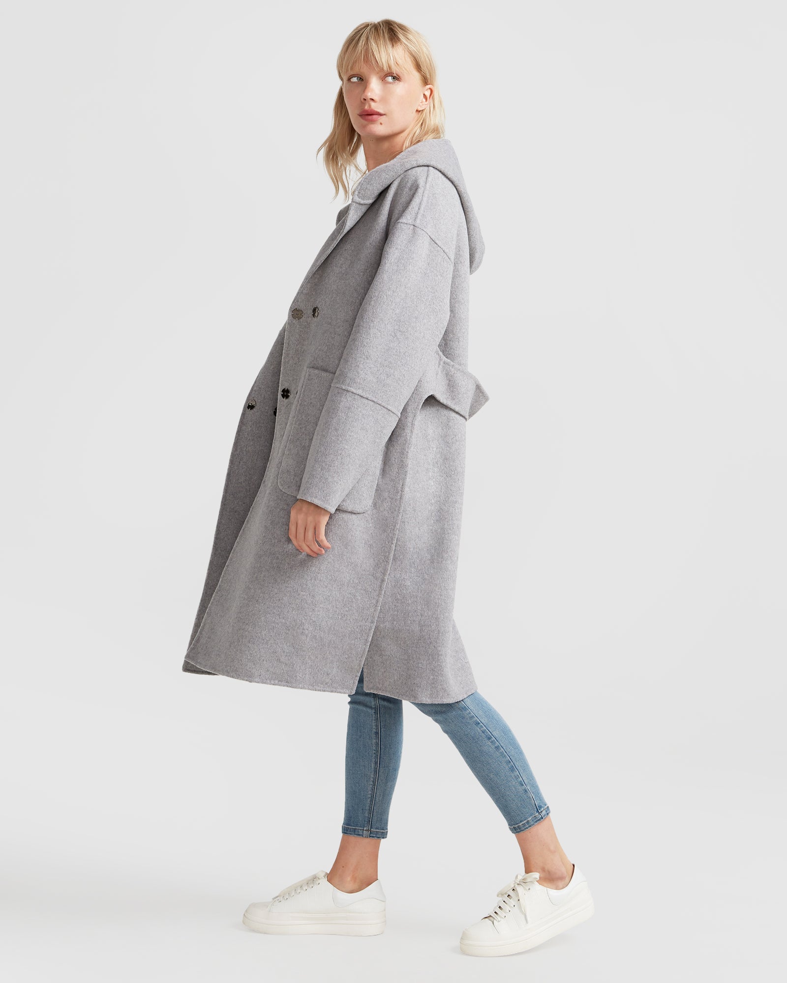 Image of Walk This Way Wool Blend Oversized Coat - Grey