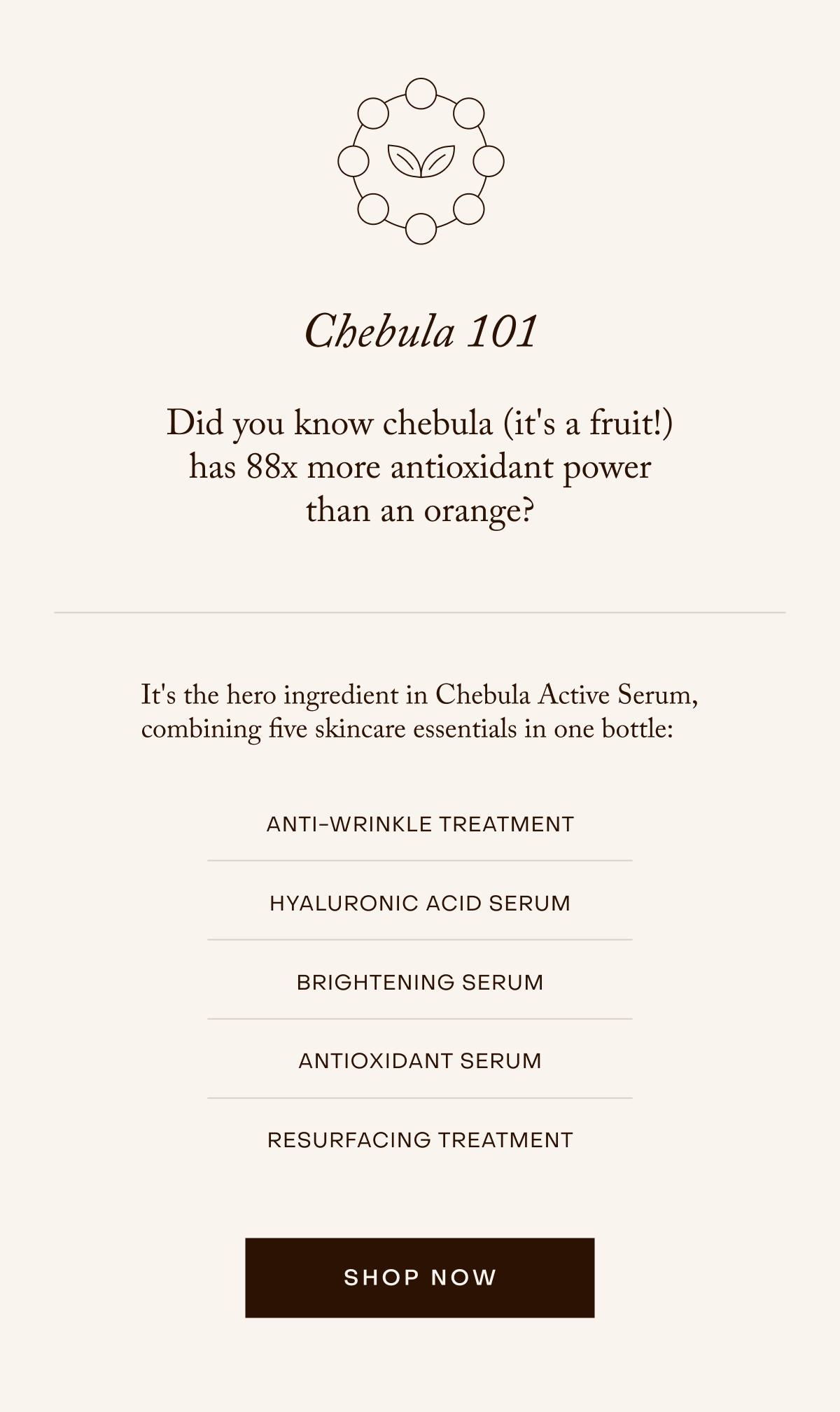 Chebula has more antioxidant power than an orange