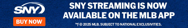 SNY Streaming is now available on the MLB App. Buy Now