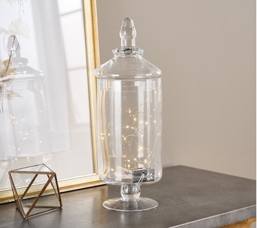 18.5" Illuminated Glass Footed Apothecary Jar by Valerie