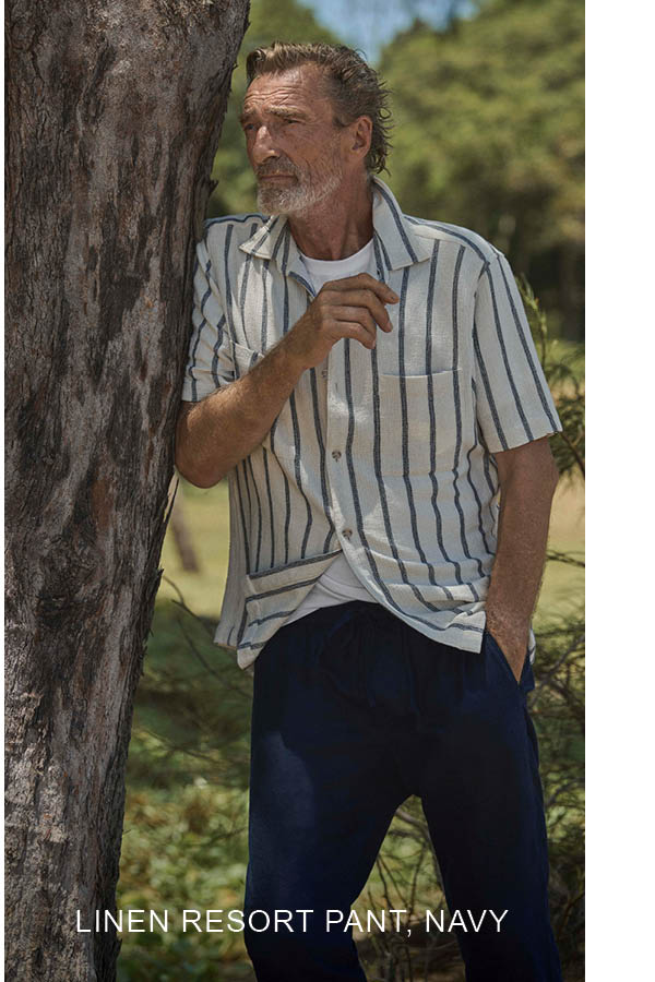Shop Linen Resort Pant, Navy online and instore at Rodd & Gunn