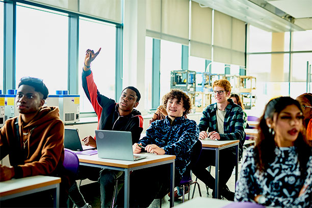 High school students in a classroom.