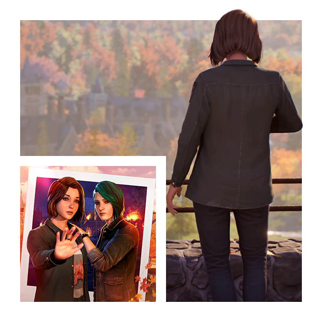 Key art for LIFE IS STRANGE: REUNION featuring snapshots of Max and Chloe together.
