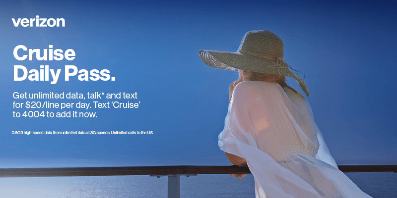 Cruise Daily Pass - unlimited data*, talk to the <br>US & text