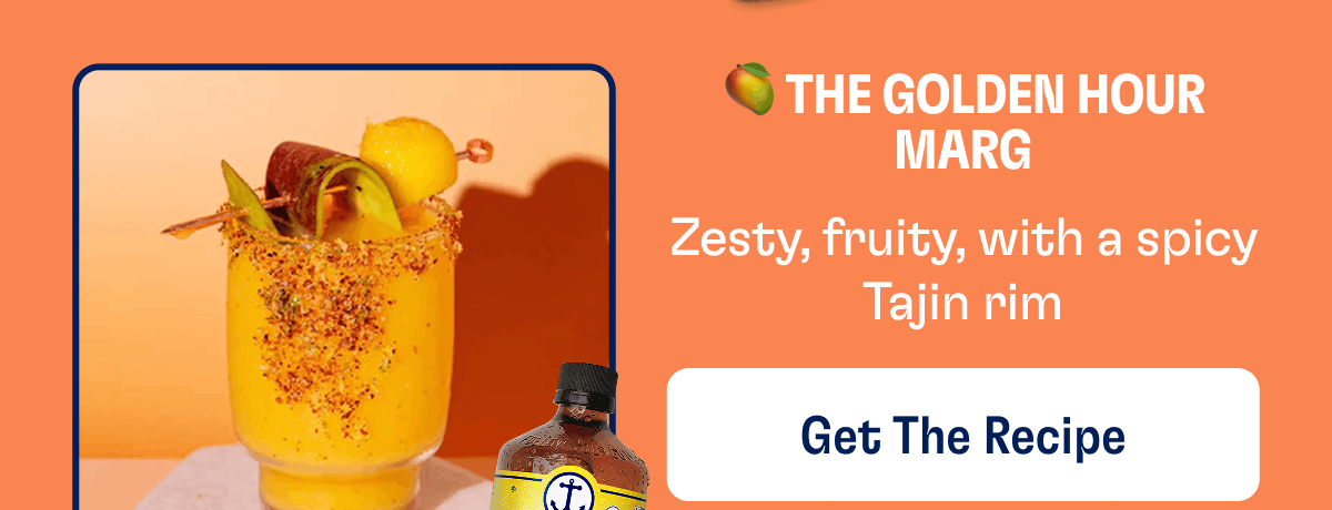 🥭 The Golden Hour Marg | Zesty, fruity, with a spicy Tajin rim | Get The Recipe