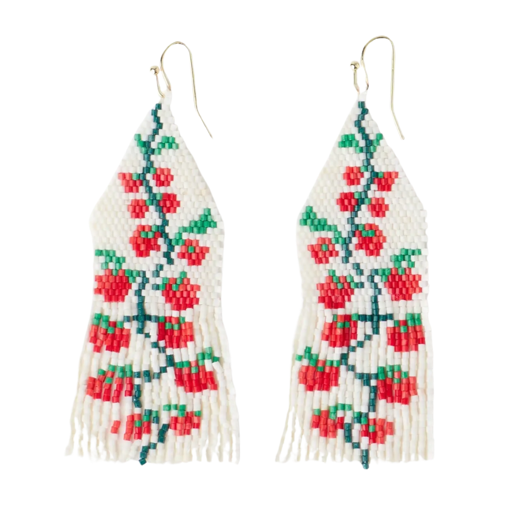 Image of Delilah Tomato Beaded Fringe Earrings
