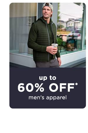 up to 60% off men's apparel