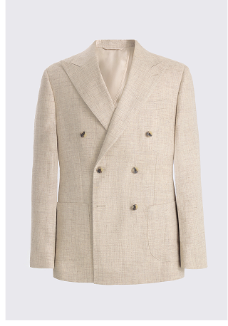 Tailored Fit Neutral Delave Linen Suit
