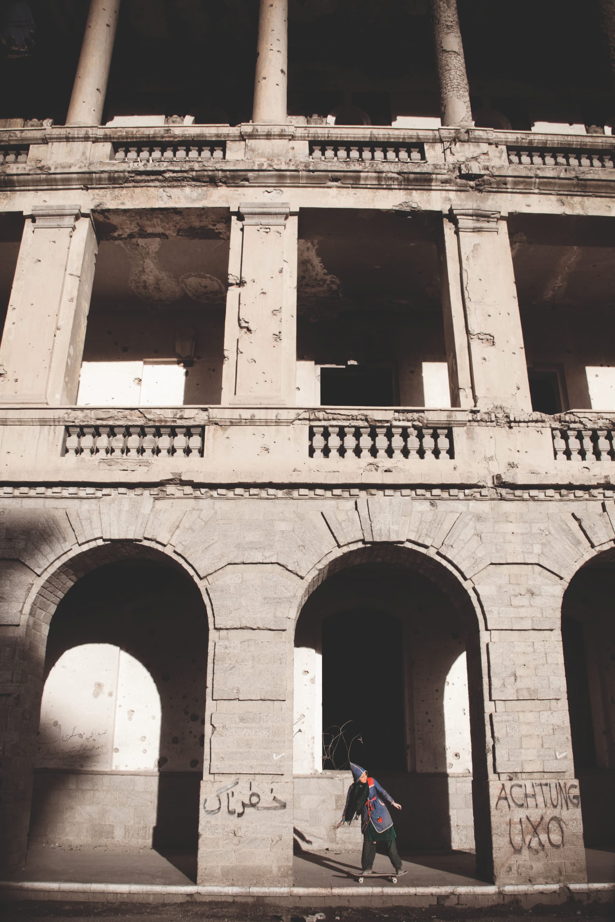 Girl in front of a building