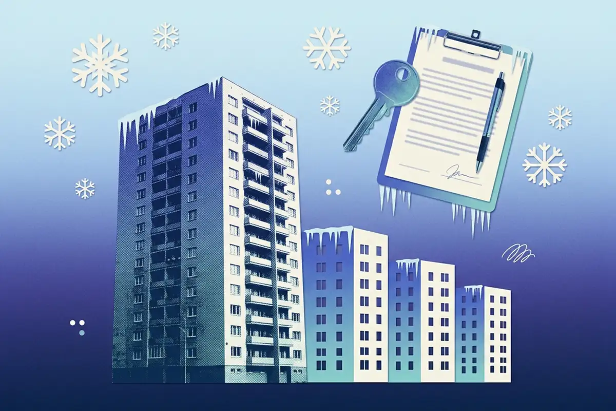 frozen apartment buildings and paperwork