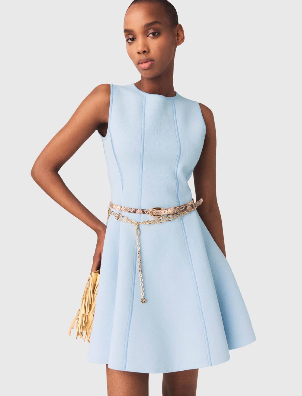 Skater dress with jewel bows