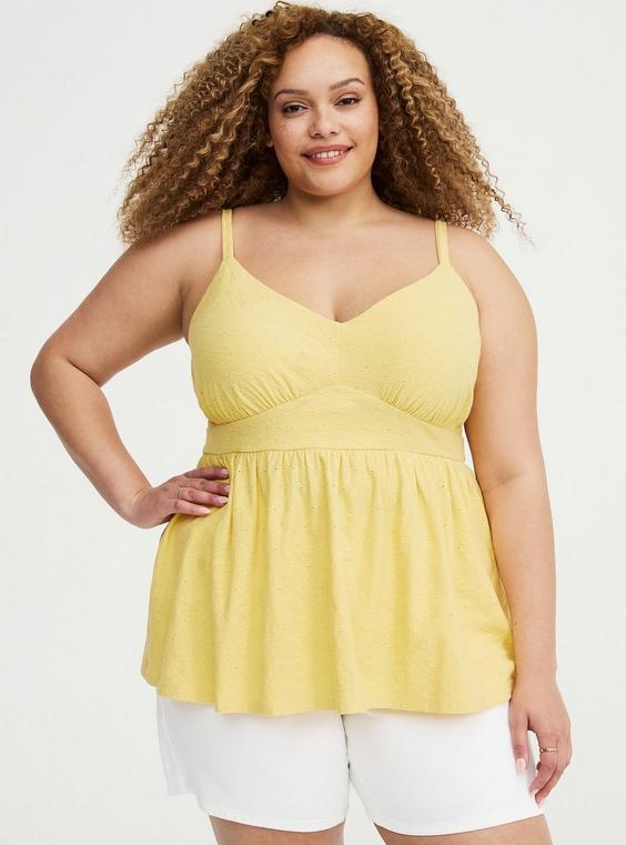 Eyelet Tie-Front Babydoll Cami