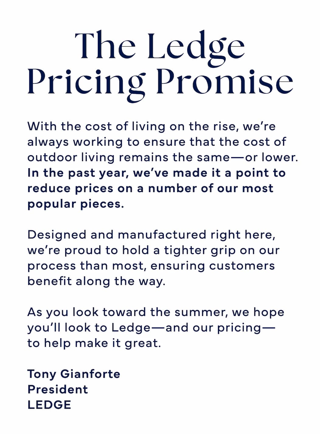 The Ledge Pricing Promise