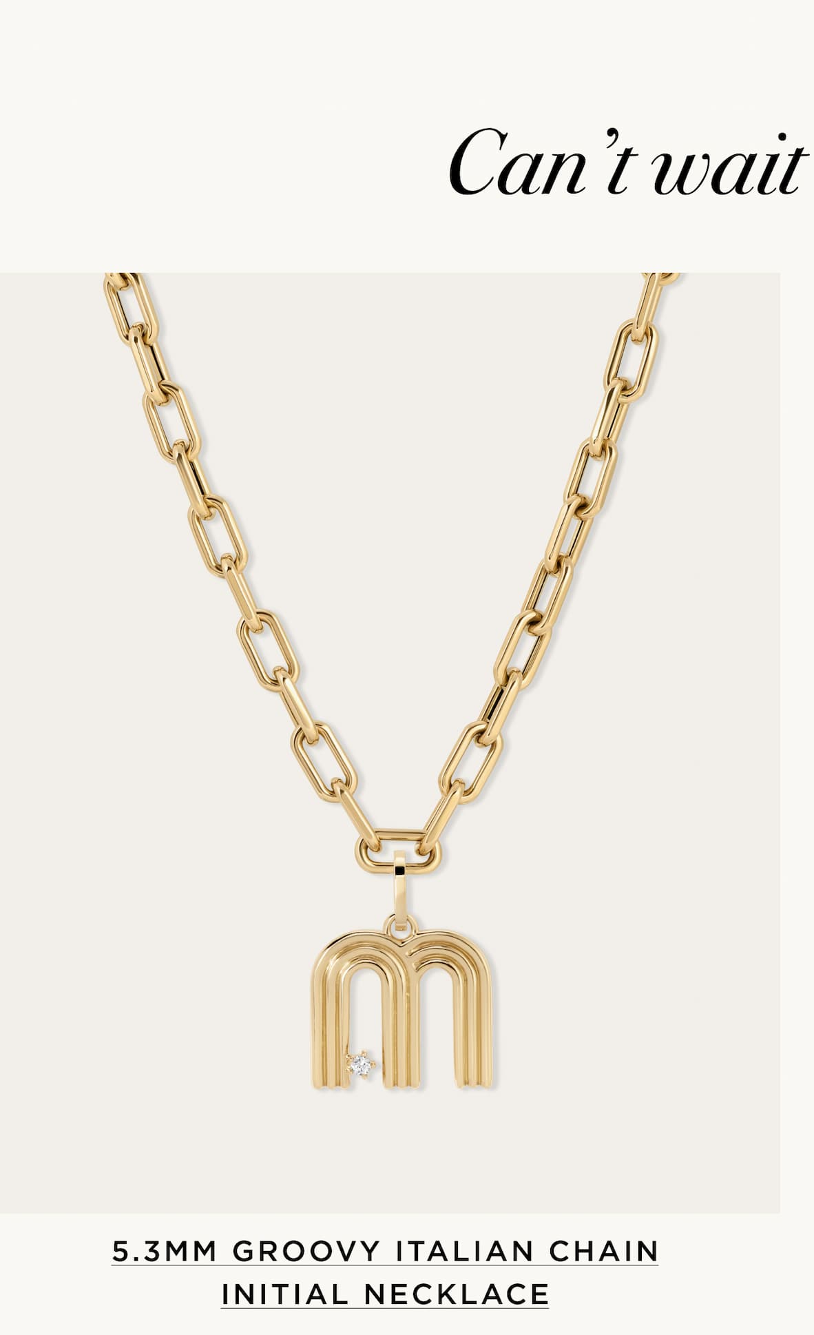 5.3mm Groovy Italian Chain Initial Necklace