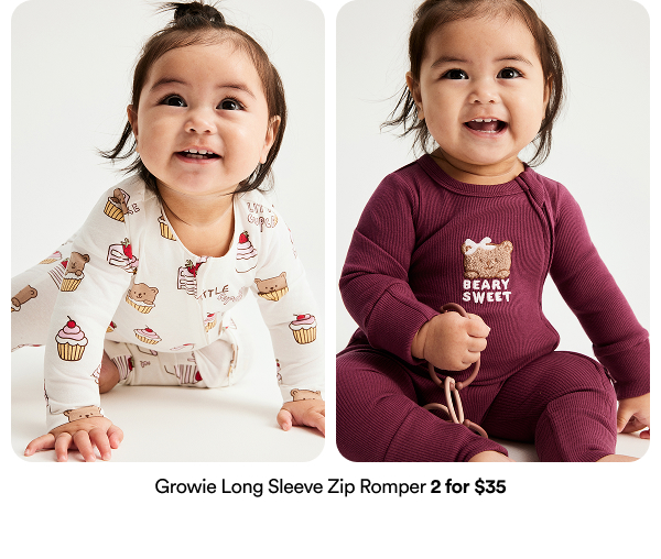 Growie Long Sleeve Zip Romper 2 for $35