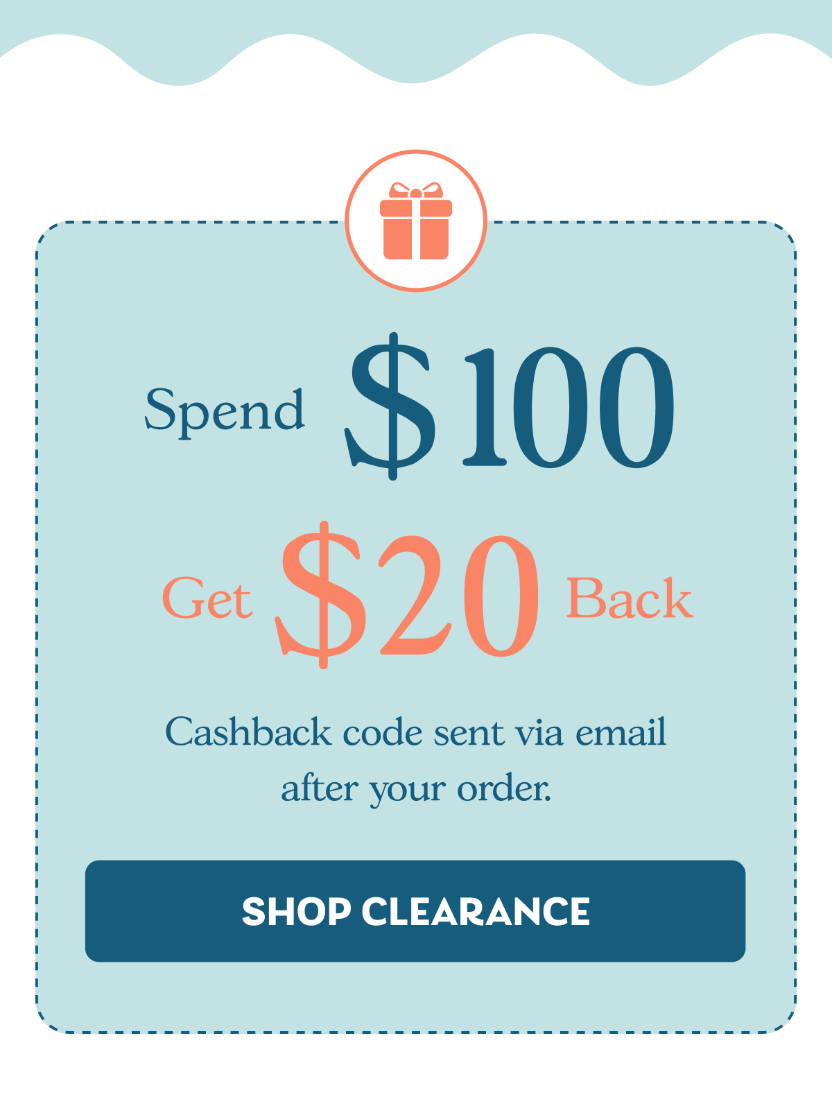 Spend $100 Get $20 back