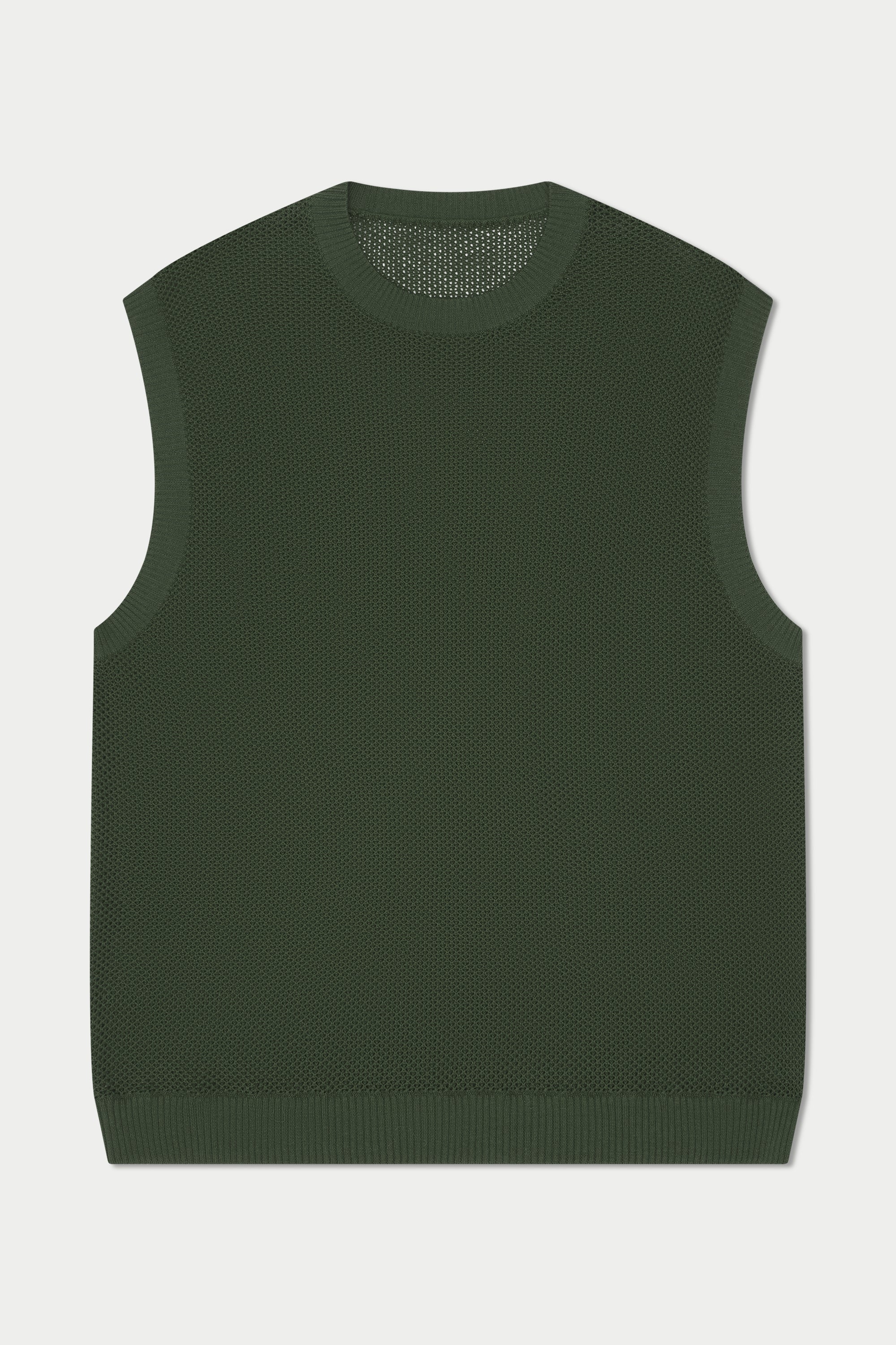 Image of Dark Green Crochet Knit Vest