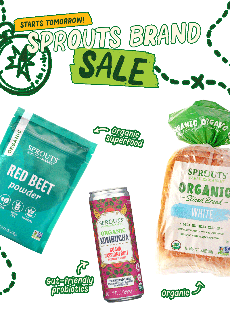 Starts Tomorrow! Sprouts Brand Sale: Sprouts Brand red beet powder, sliced bread, organic kombucha, popcorn, mangosteen, honey butter ripples and so much more!