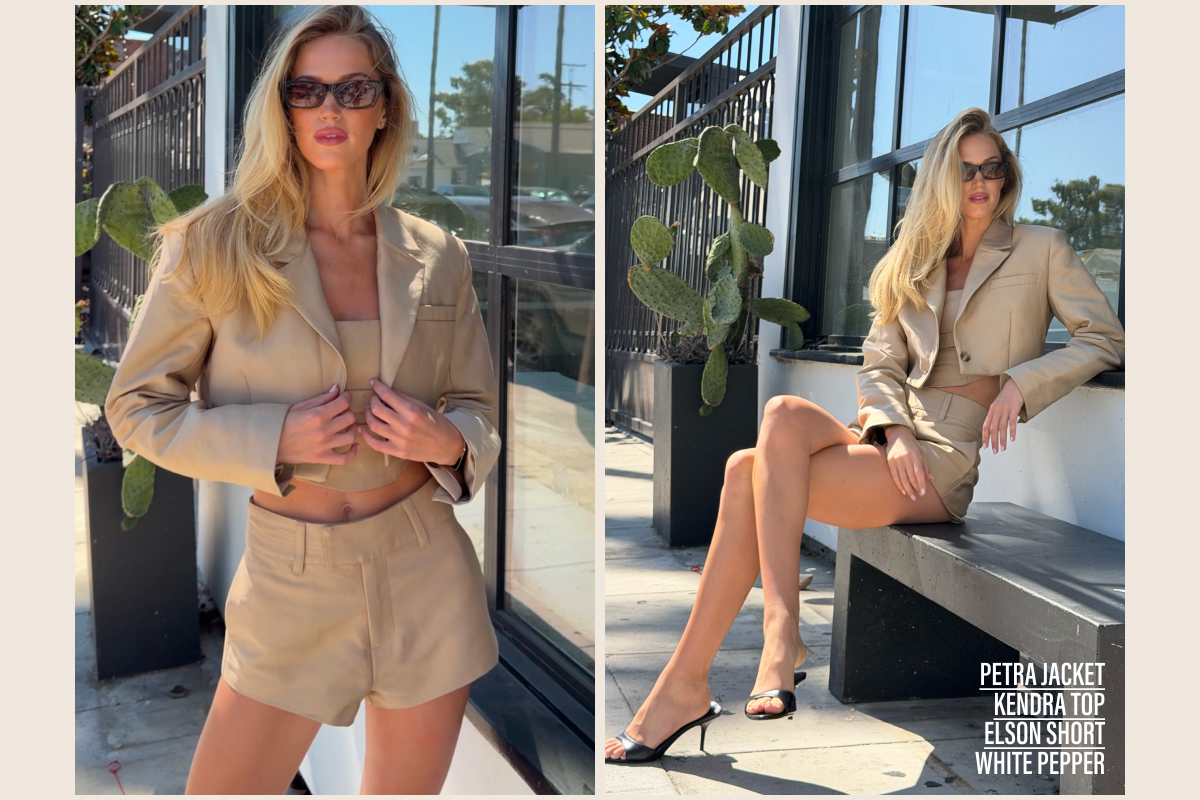 PETRA JACKET KENDRA TOP ELSON SHORT WHITE PEPPER