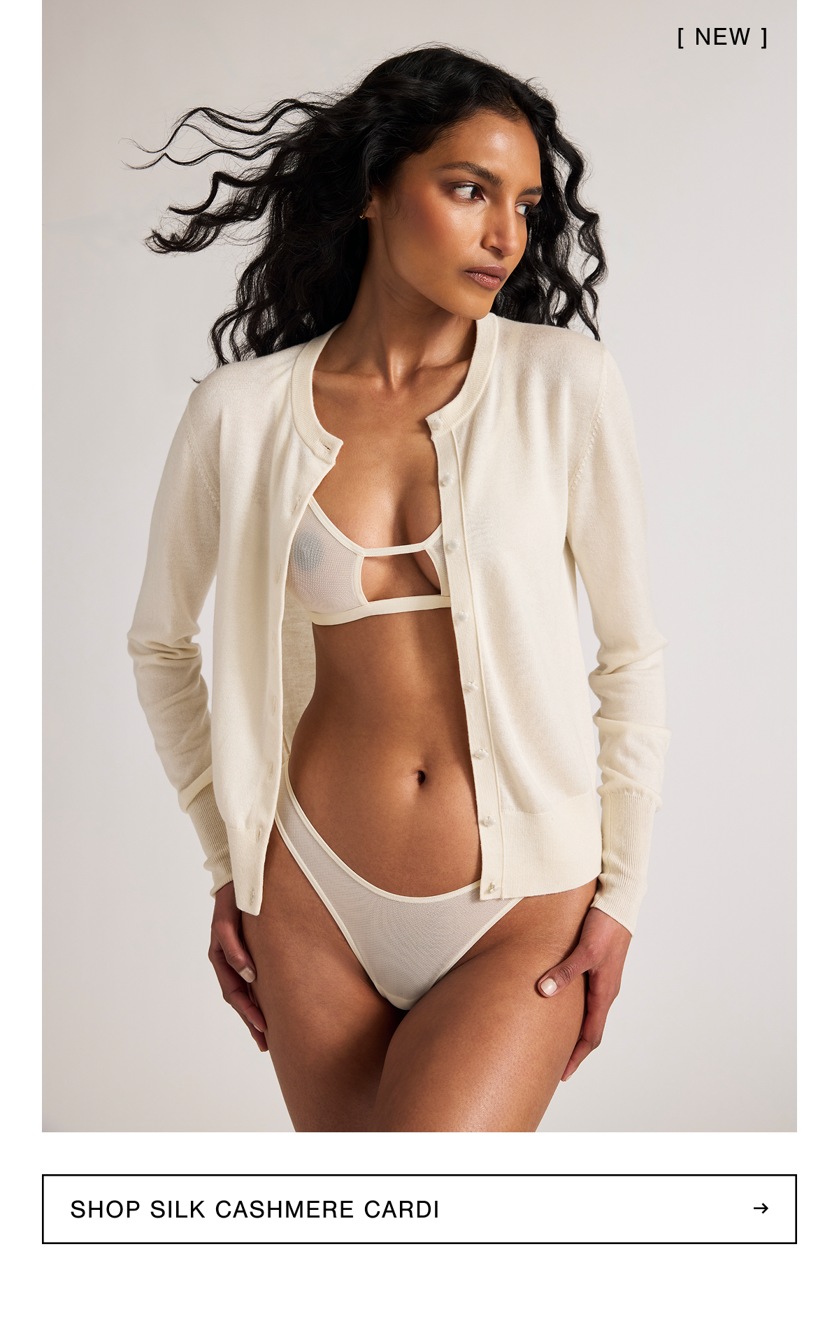 Soft, refined, and effortlessly elevated. This cardi is a button-front silhouette with delicate shell buttons, a classic crew neckline, and ribbed cuffs and hem for a clean finish. Shop the Silk Cashmere Cardi.