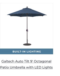 Galtech Auto Tilt 9ft Octagonal Patio Umbrella with LED Lights