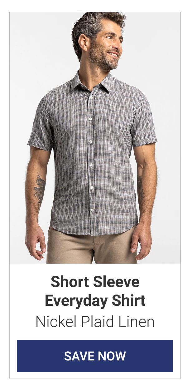 Nickel Plaid Linen Short Sleeve Everyday Shirt