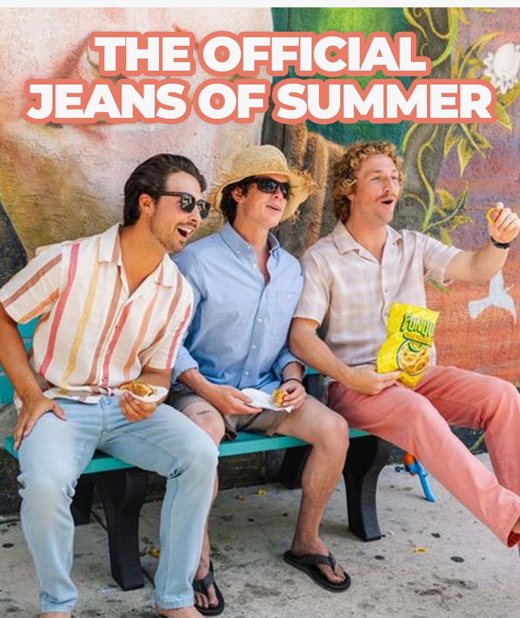 The official jeans of summer. Men in Mugsy denim.