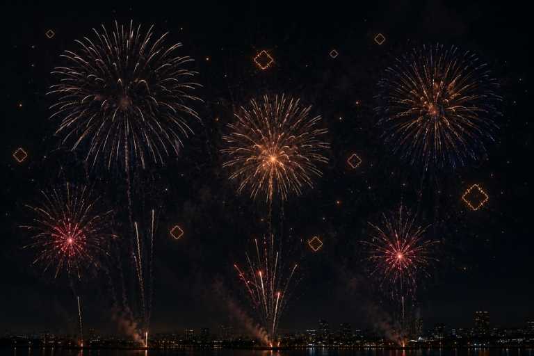 fireworks in the night sky