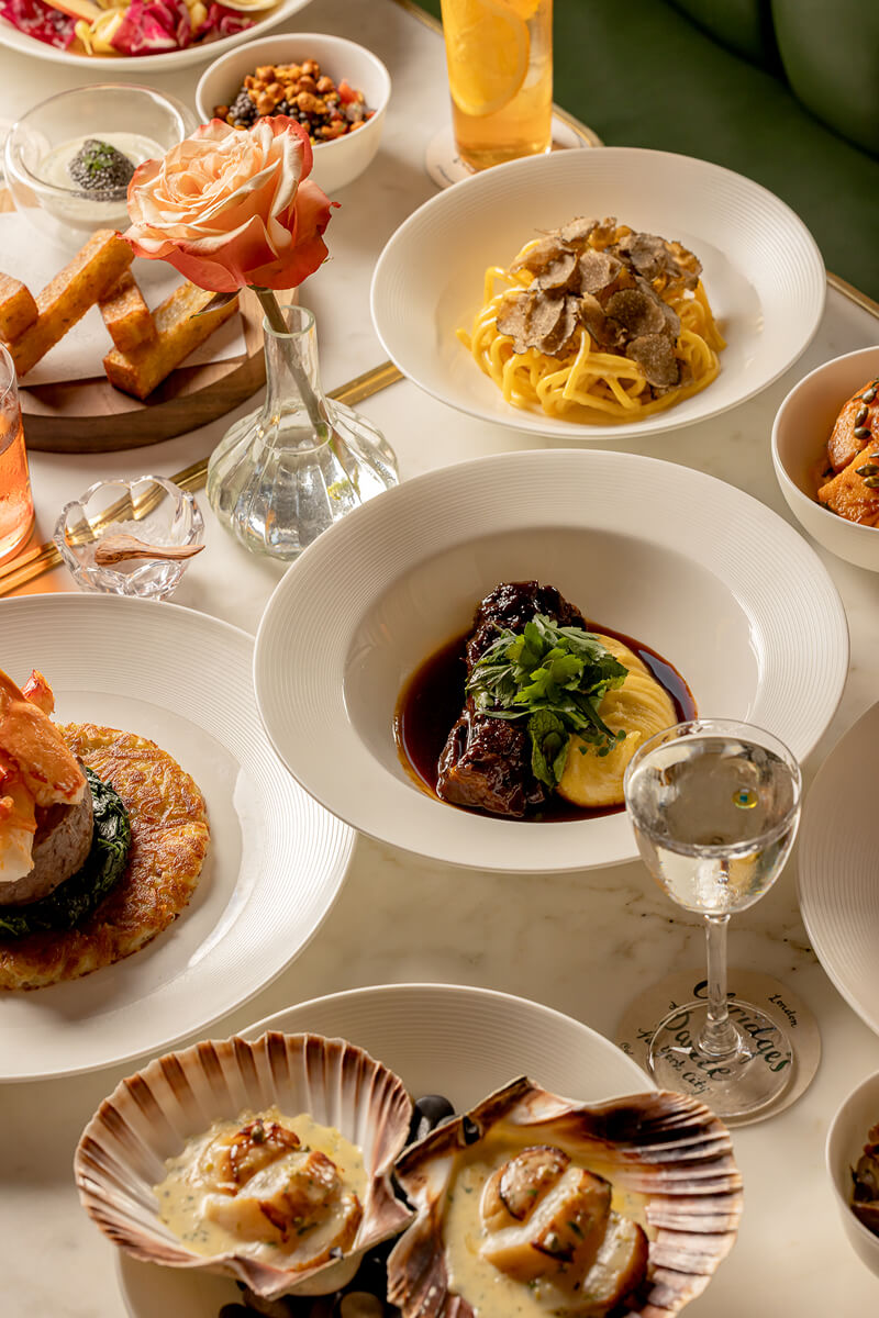 Selection of dishes from Dante at Claridge's Restaurant