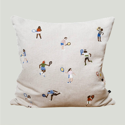 Tennis Embroidered Cushion W Insert