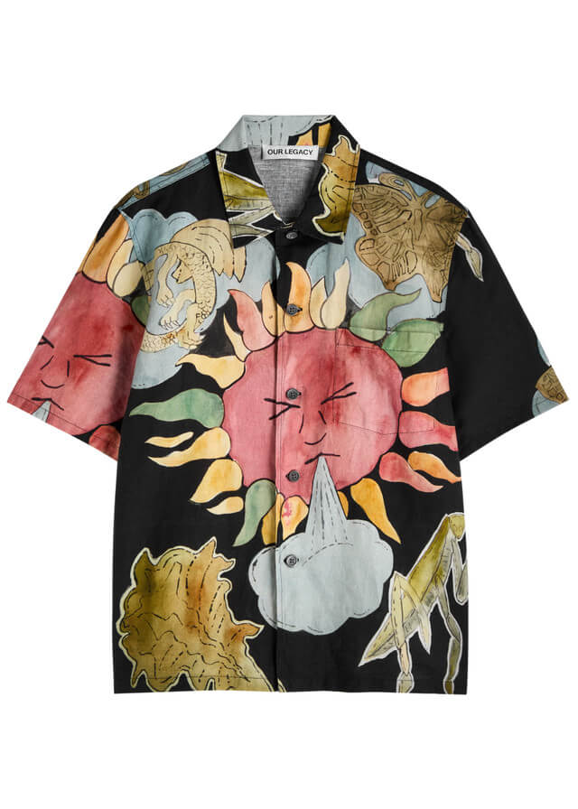 OUR LEGACY Printed linen-blend shirt