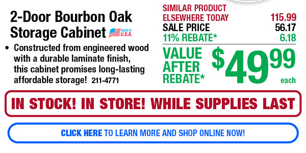 2-Door Bourbon Oak Storage Cabinet - Click Here!