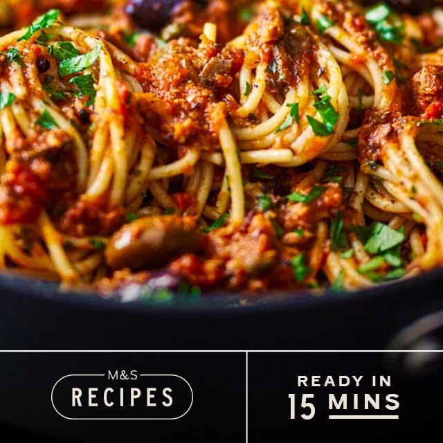 Tuna puttanesca spaghetti recipe
