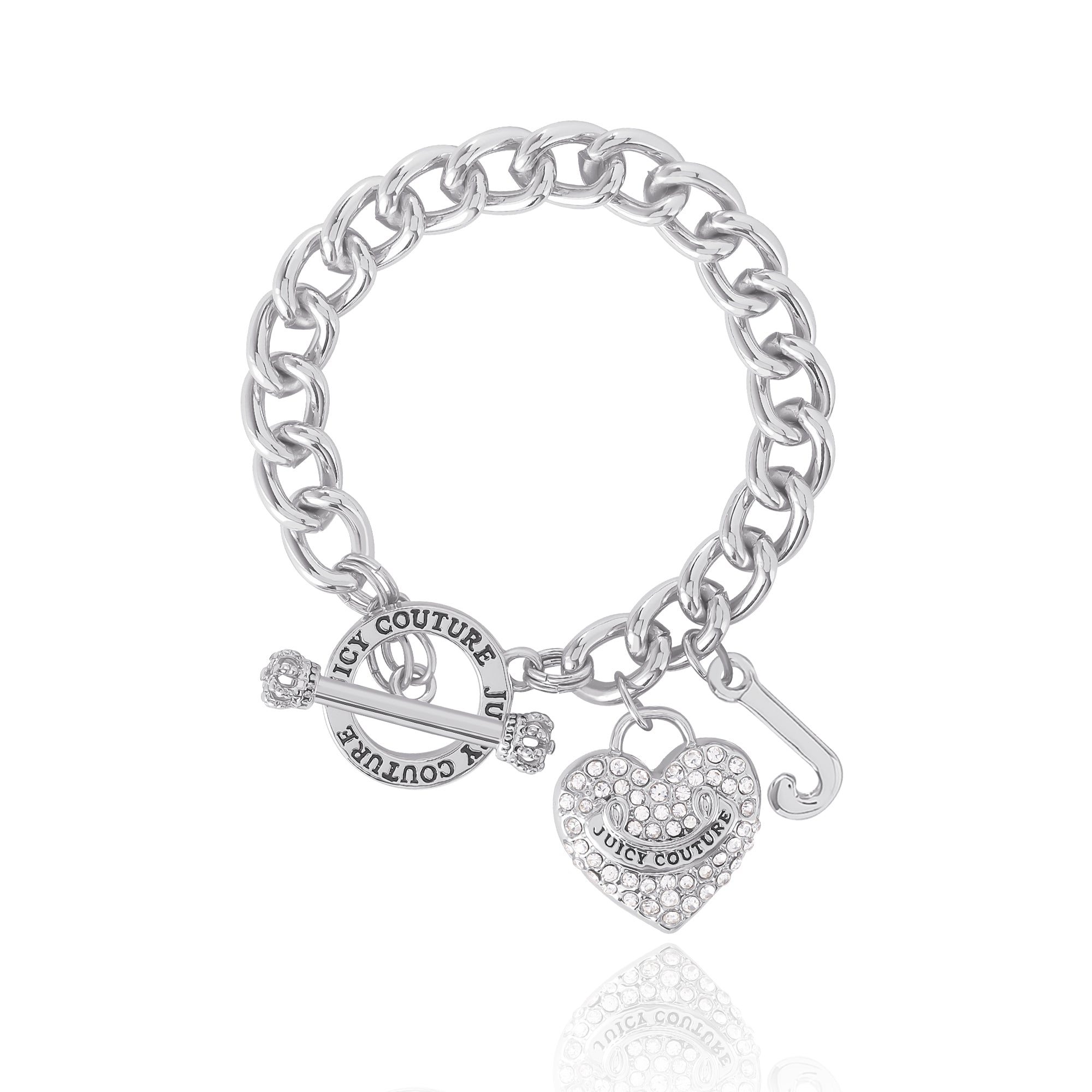 Image of Crystal Heart Charm Toggle Bracelet