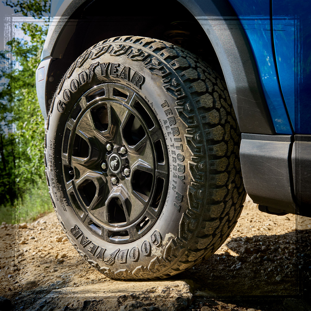Close‑up view of a wheel on a Ford Bronco Sport&reg; SUV
