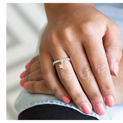 Beaded Stretch Star Charm Ring