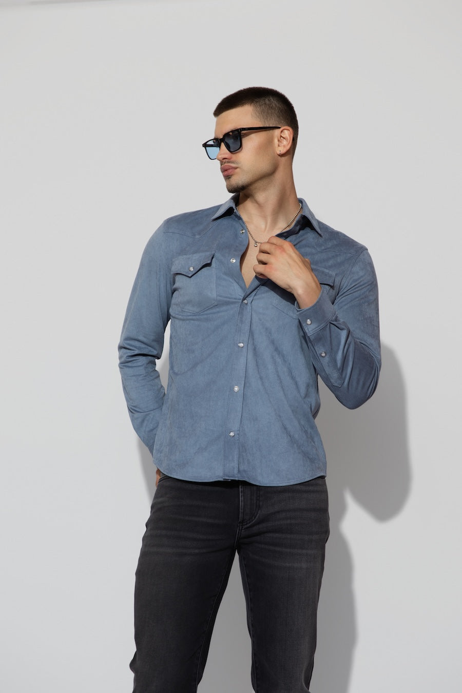 Image of Eastwood Butter Suede Steel Blue