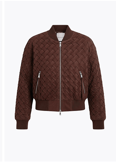 Faux Suede Woven Bomber Jacket