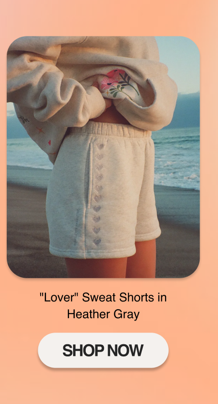 "Lover" Sweat Shorts in Heather Gray