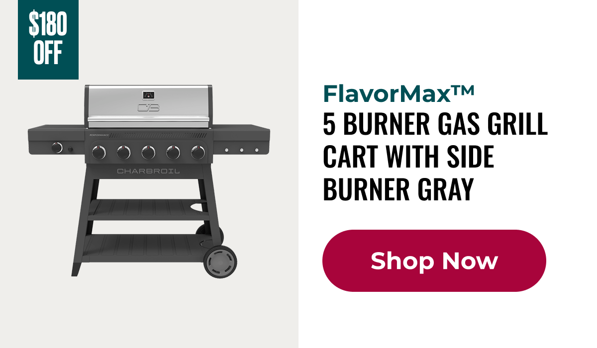 Flavormax™  5 Burner Gas Grill Cart with Side Burner Gray