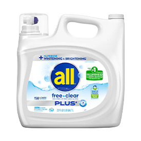 All Free & Clear Plus+ HE Liquid Laundry Detergent, 158 Loads, 237 fl oz