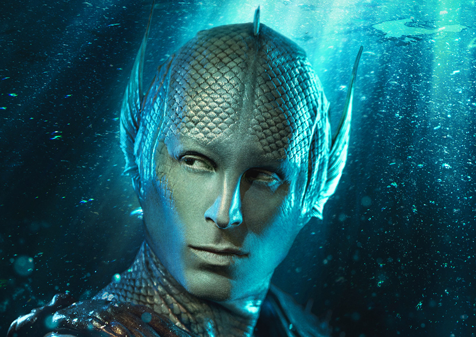 Tide, another Homo-Aqua creature, looking into the camera