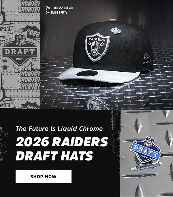 The future is liquid chrome: 2026 Raiders Draft Hats