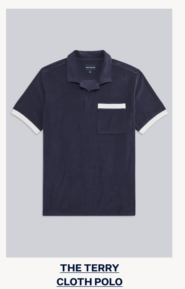 Terry Cloth Johnny Collar Polo in Night Sky