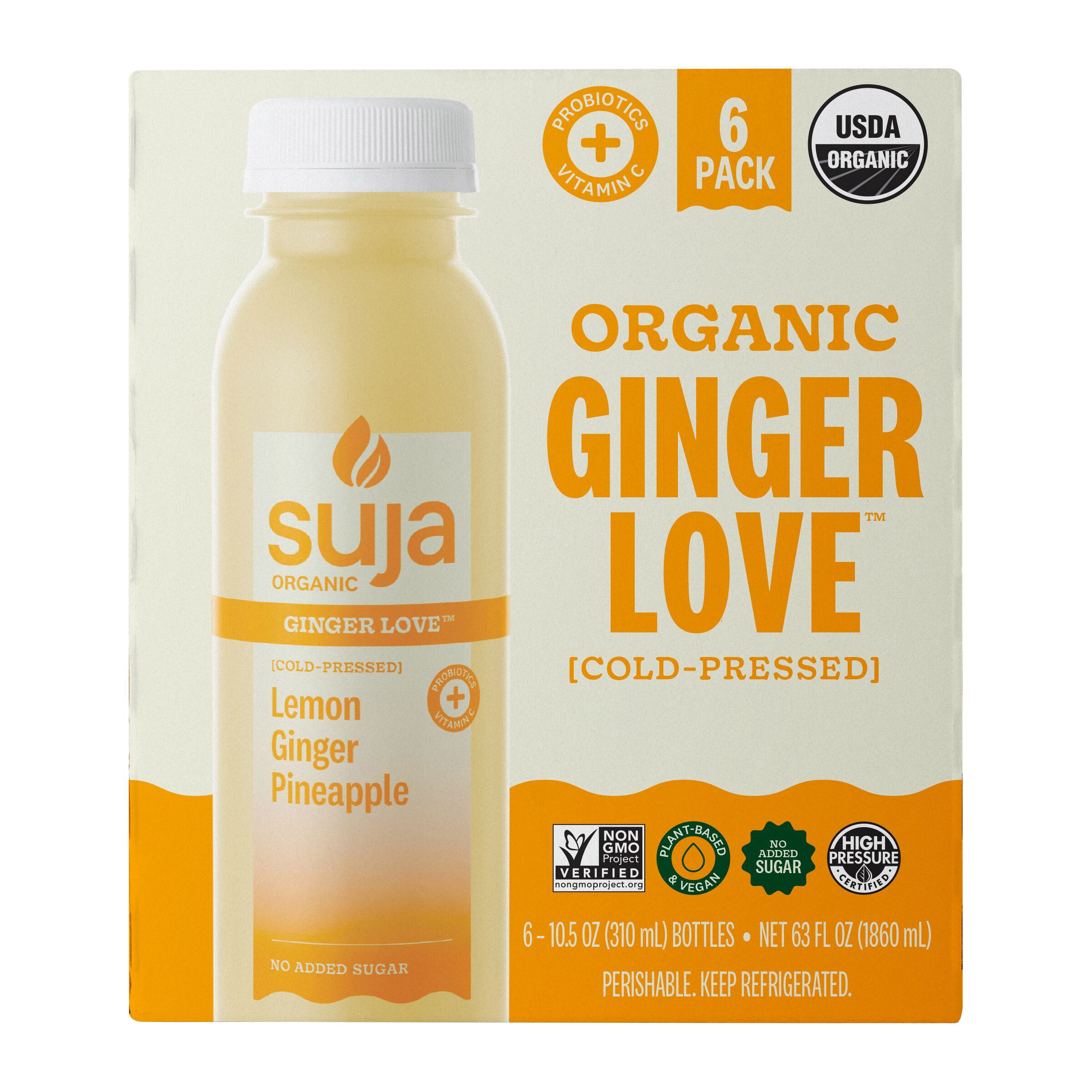 Suja Organic Ginger Love Cold Pressed, 10.5 oz, 6-Count
