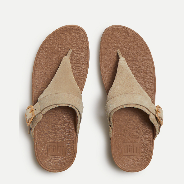 LULU Buckle Suede Toe-Post Sandals